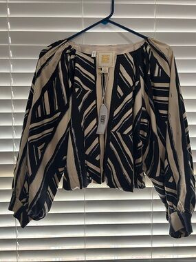Black & Cream Geometric Blouse - Designer Label
